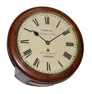 Lot 521 - Victorian mahogany-cased single fusee wall clock, Gabriel, 21 Bishopsgate St. Within