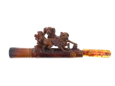 Lot 151 - Meerschaum pipe carved with dogs