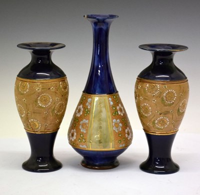 Lot 604 - Three Doulton Lambeth vases