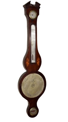 Lot 432 - Victorian inlaid wheel barometer (a/f), 97cm high