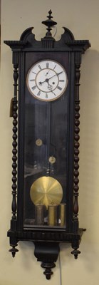 Lot 411 - Ebonised two-weight Vienna wall clock