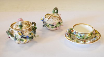 Lot 354 - Floral encrusted miniature porcelain