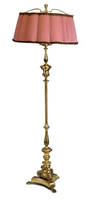 Lot 568 - Gilt metal standard lamp with shade