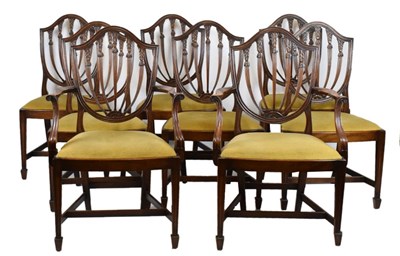 Lot 745 - Set of eight Hepplewhite style dining chairs