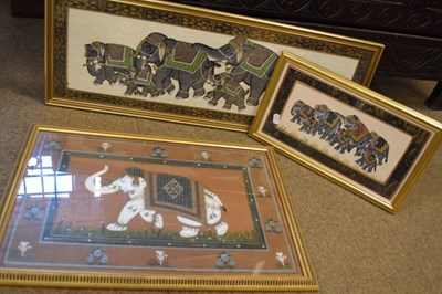 Lot 622 - Three Sri Lankan silk work elephant studies