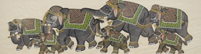 Lot 622 - Three Sri Lankan silk work elephant studies