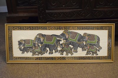 Lot 622 - Three Sri Lankan silk work elephant studies