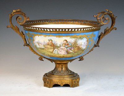 Lot 323 - 19th Century ormolu-mounted Sevres porcelain pedestal bowl