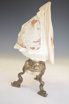Lot 157 - Cameo carved conch shell lamp