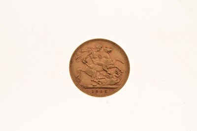 Lot 103 - Coins - Edward VII gold sovereign, 1905