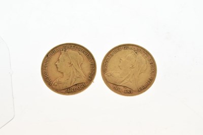 Lot 96 - Coins - Two Victorian gold half sovereigns, 1894 & 1900