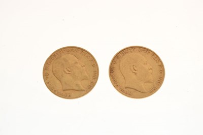 Lot 100 - Coins - Two Edward VII gold half sovereigns, 1903 & 1905