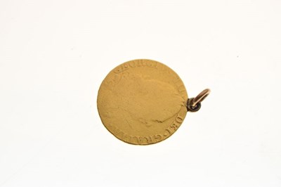 Lot 95 - Coins - George II gold Guinea, 1779 with soldered mount