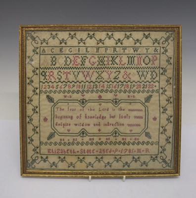 Lot 400 - Three George III needlework samplers