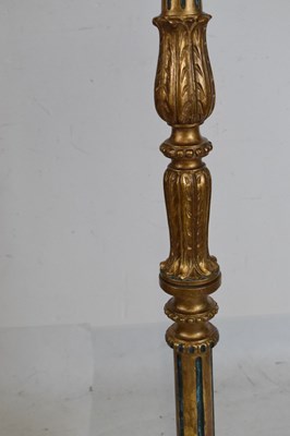 Lot 455 - Edwardian gilt gesso standard lamp and embroidered silk shade