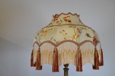 Lot 455 - Edwardian gilt gesso standard lamp and embroidered silk shade