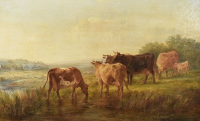 Lot 356 - 19th Century English School - Oil on canvas - Cattle Watering