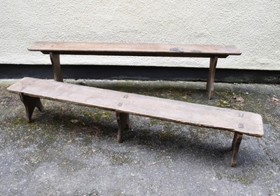 Lot 711 - Two school style wooden benches