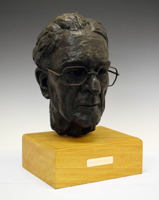 Lot 481 - Bronze bust modelled after Eric Arthur Scott MBE on a square wooden plinth