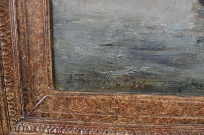 Lot 373 - Joseph Thorburn Ross A.R.S.A. (1849-1903) - Oil on board - Harbour Scene