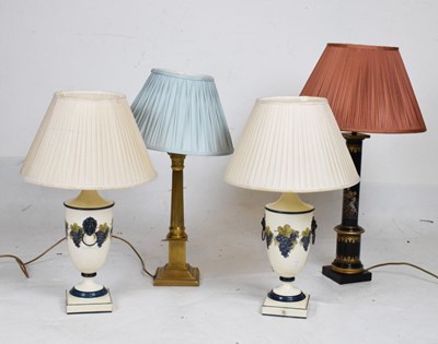 Lot 248 - Pair of toleware table lamps