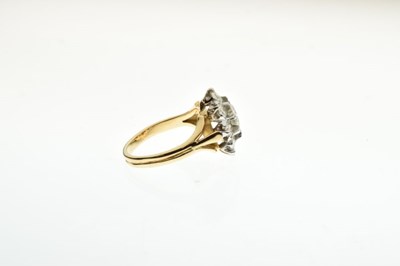 Lot 10 - Nine stone diamond cluster ring, the yellow mount stamped '18'