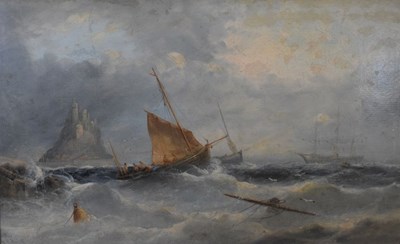 Lot 331 - Manner of William Henry Williamson (1820-1883) - Oil on board, Fishing in choppy seas