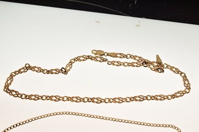 Lot 22 - Three yellow metal necklaces or chains