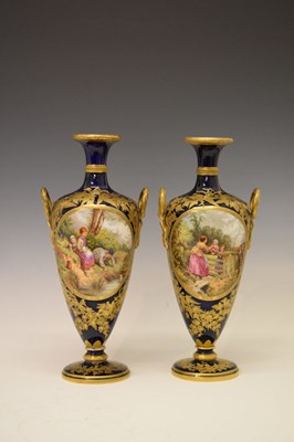 Lot 271 - Pair of Worcester 'Birket Foster' vases