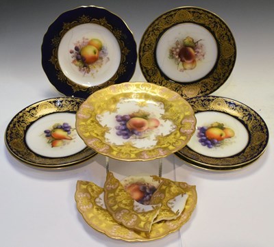 Lot 394 - Eight Royal Worcester dessert plates by R. Sebright