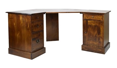 Lot 575 - Modern dark wood corner desk