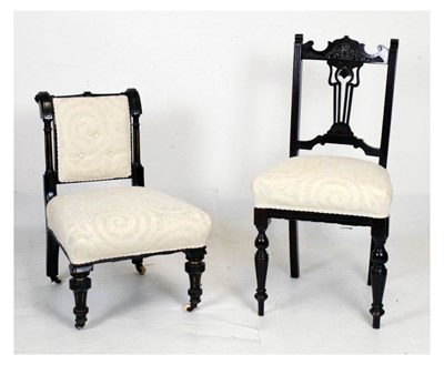 Lot 753 - Victorian ebonised nursing chair and salon chair