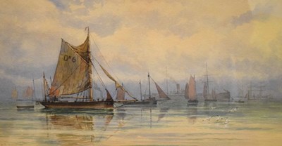 Lot 500 - William Stephen Tomkin, (1860/1-1940) - Watercolour - 'Dover Boats'