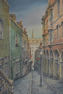 Lot 343 - Colin Newman, (b. 1923) - Watercolour, Christmas Steps, Bristol