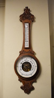 Lot 639 - Carved aneroid barometer