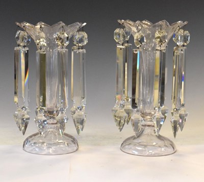 Lot 385 - Pair of clear glass lustres