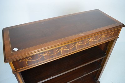Lot 771 - Brights of Nettlebed reproduction inlaid mahogany low open bookcase