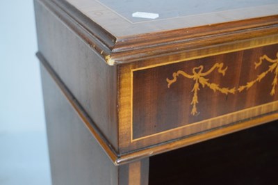 Lot 771 - Brights of Nettlebed reproduction inlaid mahogany low open bookcase
