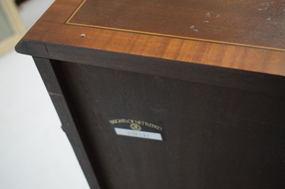 Lot 771 - Brights of Nettlebed reproduction inlaid mahogany low open bookcase