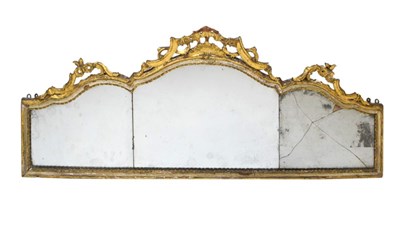 Lot 570 - George II giltwood and gesso triple-plate overmantel mirror