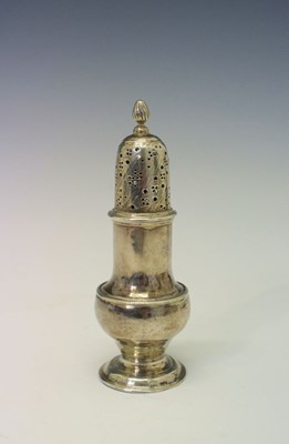 Lot 89 - George II silver caster of baluster form