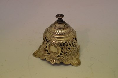 Lot 83 - Silver desk or call bell with embossed and pierced floral decoration