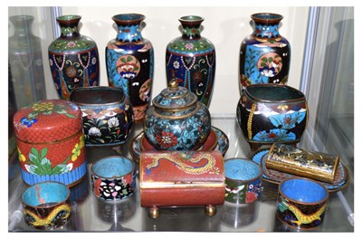 Lot 748 - Three antique cloisonne items, plus assorted Japanese cloisonne