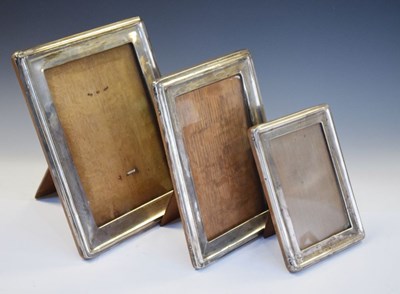 Lot 206 - Three assorted silver easel photograph frames