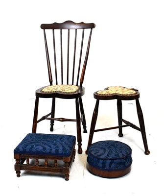 Lot 676 - Occasional chair, stool and two foot stools