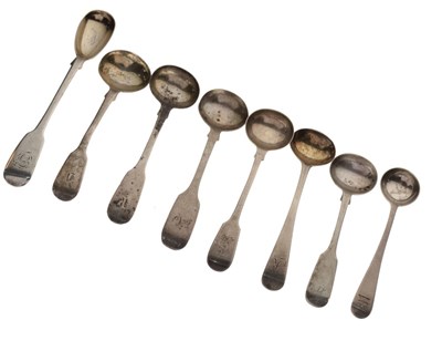 Lot 191 - Small quantity of silver condiment spoons