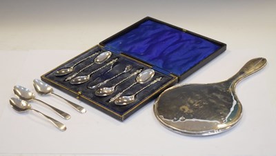 Lot 182 - Cased set of George V silver apostle spoons, etc