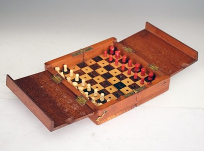 Lot 306 - 20th Century mahogany cased travelling chess set