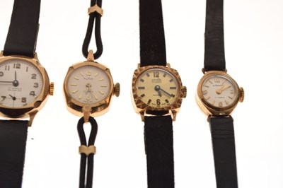 Lot 86 - Small group of ladies 9ct gold dress watches