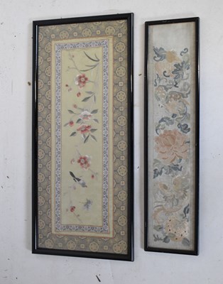 Lot 476 - Two Chinese embroidered silk panels